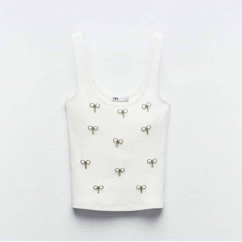 NWT Zara Jewel Ribbed Top